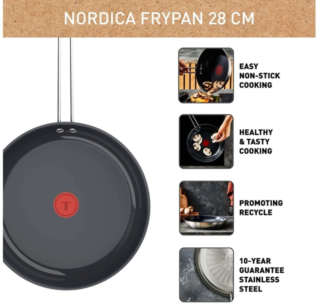 Tefal Nordica paistinpannu 28 cm, keraaminen/ruostumaton teräs