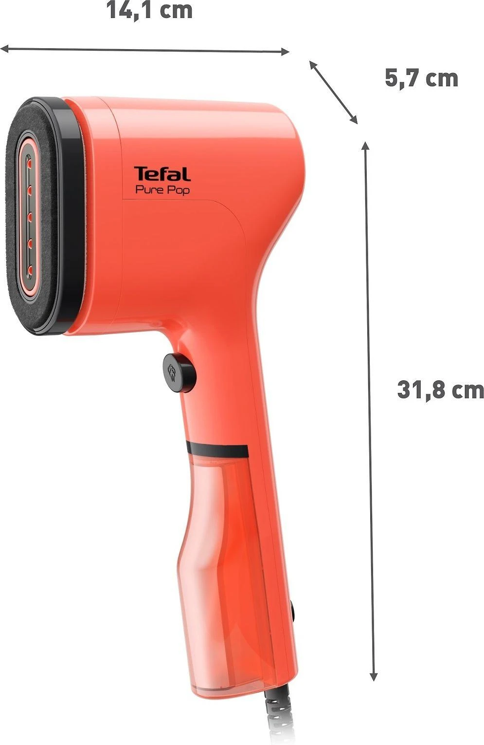 TEFAL drabužių garintuvas | DT2022E1 Pure POP | Rankinis | 1300 W | 0,07 l | 20 g/min | Raudona