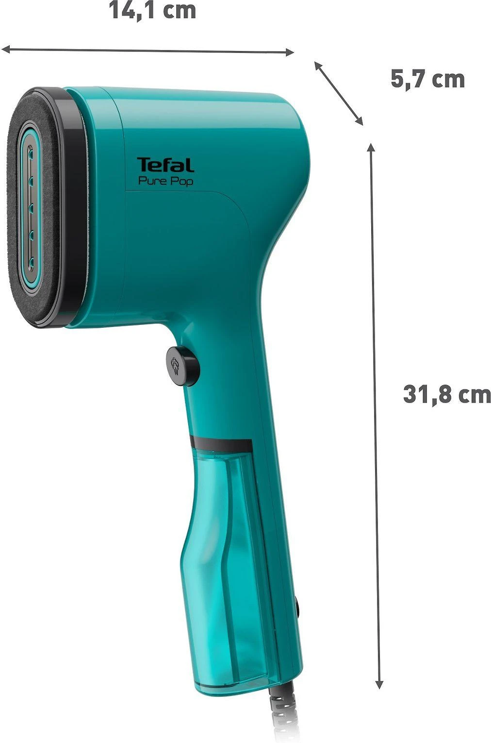 TEFAL Garment Steamer Pure Pop | DT2026E1 | Rankinis | 1300 W | 0,07 L | 20 g/min | Žalias