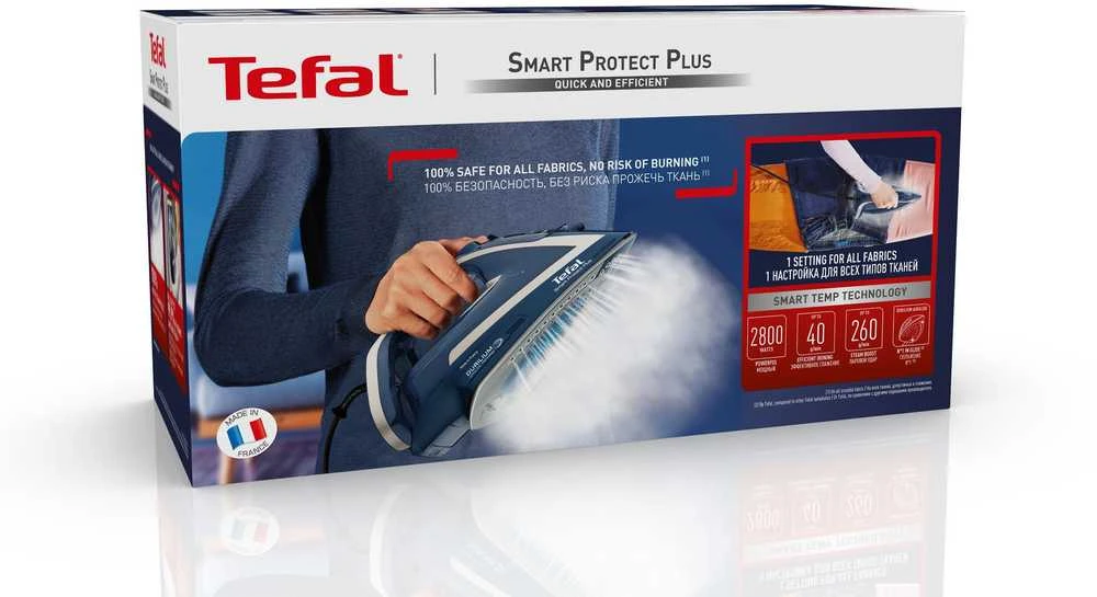 TEFAL | FV6872E0 | Garų lygintuvas | 2800 W | Vanduo tank capacity 270 ml | Continuous steam 40 g/min | Mėlyna/Sidabrinis