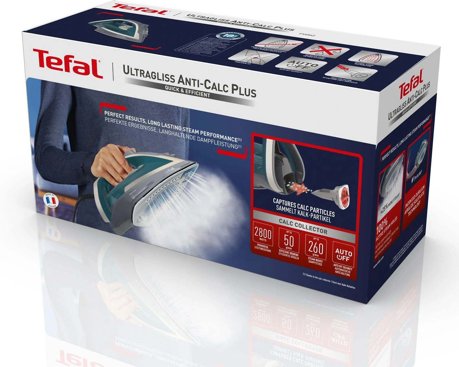 TEFAL | Garų lygintuvas | Ultragliss Plus FV6842 | Garų lygintuvas | 2800 W | Continuous steam 50 g/min | Steam boost performance 260 g/min