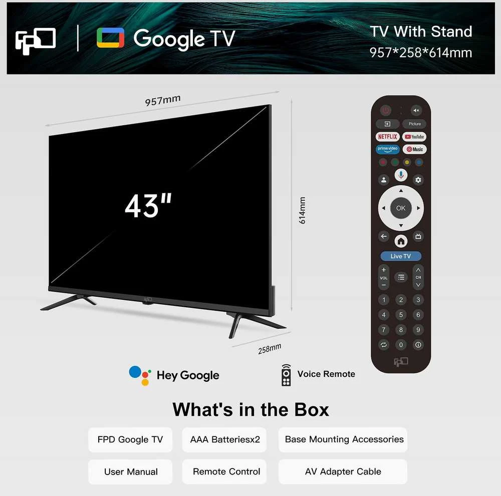FPD 43 G900 – 4K LED „Google“ televizorius