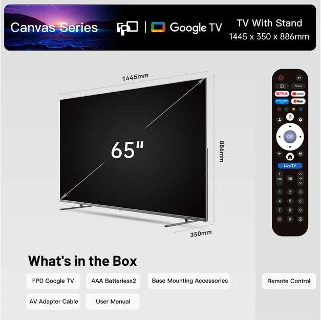 FPD 65 D900 – 4K LED „Google“ televizorius
