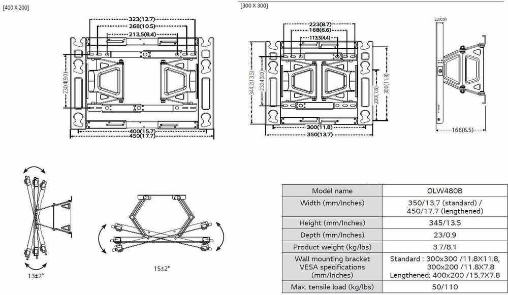 Laikiklis LG OLW480B TV mount/stand 165.1 cm (65") Pilkas