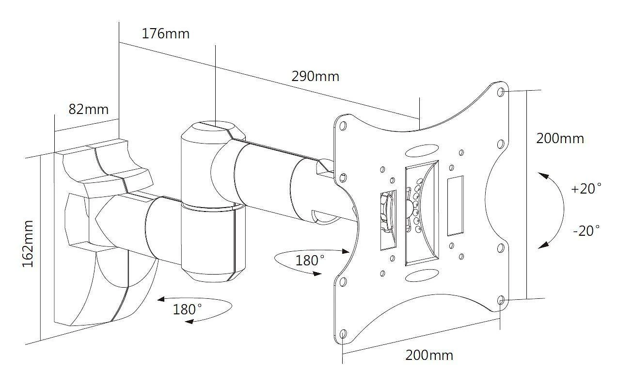 Laikiklis Mozi LCD Full Motion B2 23-42 television seinäteline