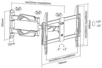 Laikiklis Mozi Slim Full-motion B2 37-70 television seinäteline