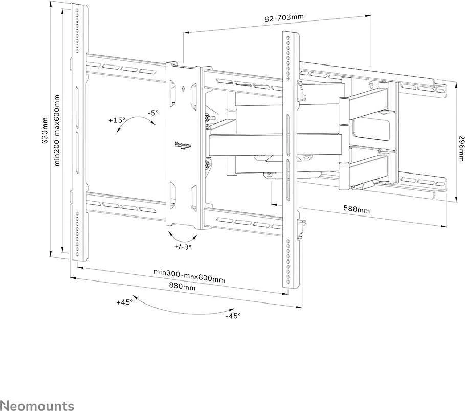Laikiklis NEOMOUNTS SELECT SCREEN WALL MOUNT (FULL MOTION, 3 PIVOTS, VESA 800X600)_