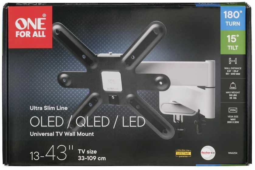 One For All Vienas visiems Vienas visiems TV sieninis laikiklis 43 Ultraslim Turn 180 WM 6254