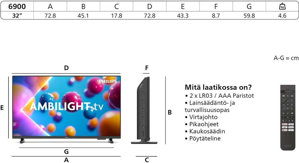 Televizorius Philips 32PFS6900/12 | 32" | Smart TV | TITAN OS | FHD | Juodas