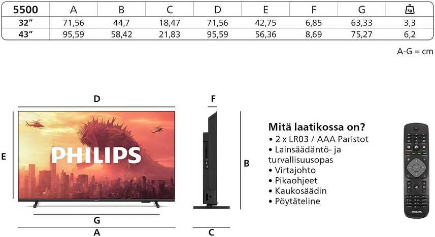 Televizorius Philips 2K HD LED (32") 43PFS5500/12