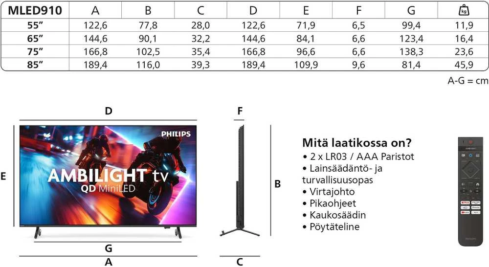 „Philips 55MLED910/12“ 139 cm 55 colių 4K miniLED „Ambilight“ išmanusis televizorius