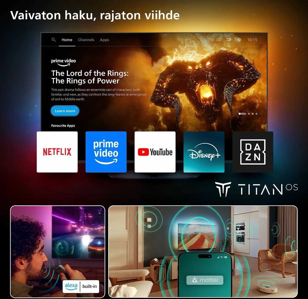 „Philips 55MLED910/12“ 139 cm 55 colių 4K miniLED „Ambilight“ išmanusis televizorius