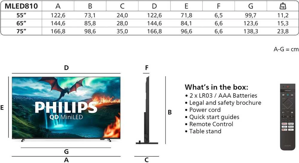 Televizorius Philips 65 MLED810 – 4K QD Mini-LED TV