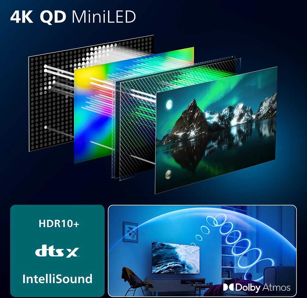Televizorius Philips 65 MLED810 – 4K QD Mini-LED TV