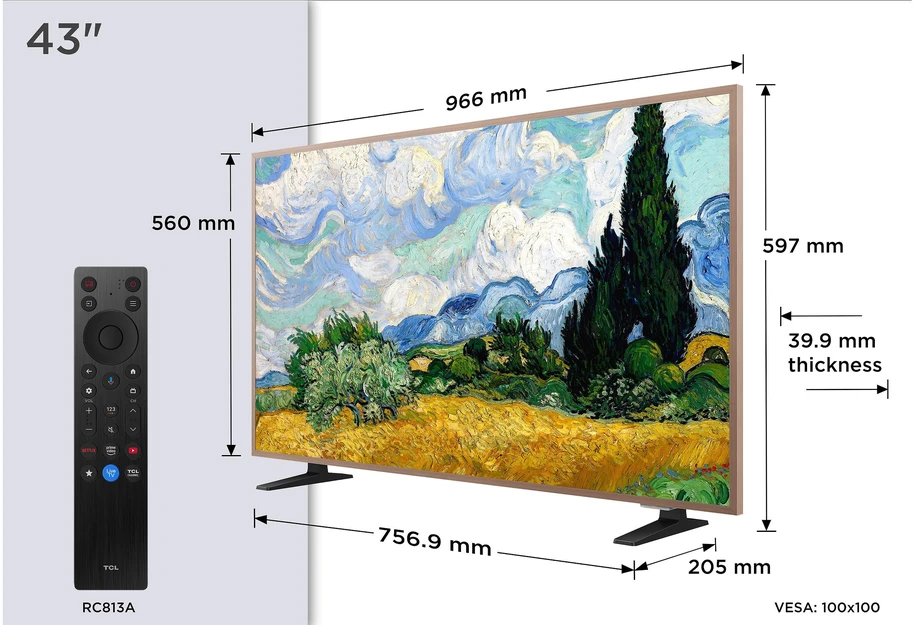 Televizorius TCL 43 A400 Pro – 4K QLED Google TV