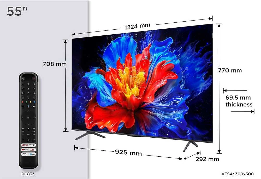 TCL P8K 55P8K 55 colių 4K QLED HDR išmanusis televizorius