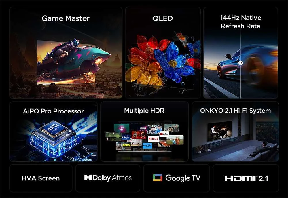 TCL P8K 65P8K televizorius 165,1 cm (65") 4K „Ultra HD“ išmanusis televizorius „Wi-Fi“ metalinis 350 cd/m²