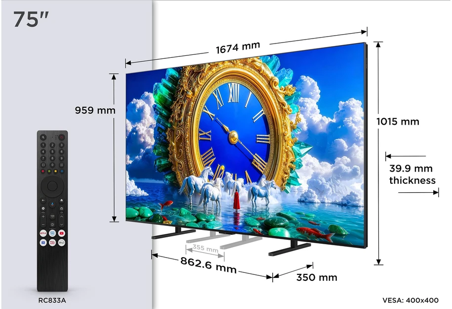Televizorius TCL 75 A400 – 4K QLED Google TV
