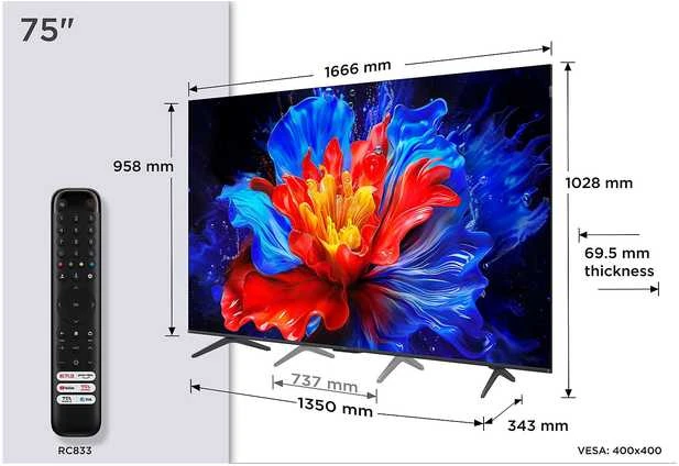 Televizorius TCL 75P81K QLED