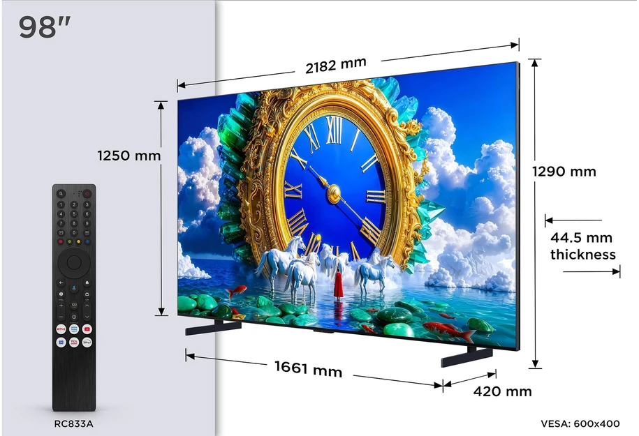 Televizorius TCL 98 A400 – 4K QLED Google TV