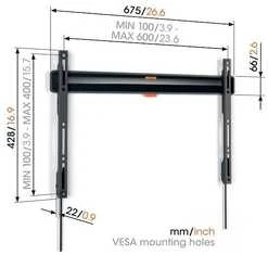 „Vogel's TVM 3605“ fiksuotas televizoriaus sieninis laikiklis, juodas