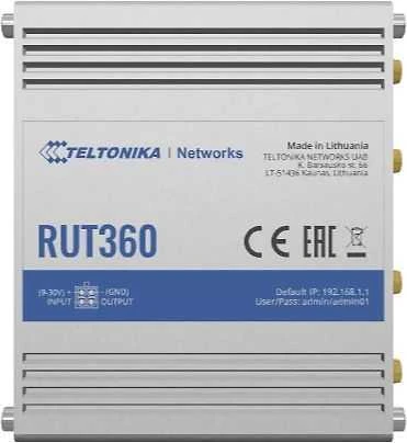 Teltonika | Pramoninis korinio ryšio maršrutizatorius | RUT360 LTE CAT6 | 1 x LAN jungtis, 10/100 Mbps, atitinka IEEE 802.3, IEEE 802.3u standartus, palaiko automatinį MDI/MDIX perjungimą, Mbit/s | Ethernet LAN (RJ-45) jungtys, 2 x RJ45 jungtys, 10/100 Mbps | Mesh palaikymas: Ne | MU-MiMO: Taip | 3G/4G duomenų bendrinimas | Antenos tipas: 2 x SMA, skirta LTE, 2 x RP-SMA, skirta WiFi