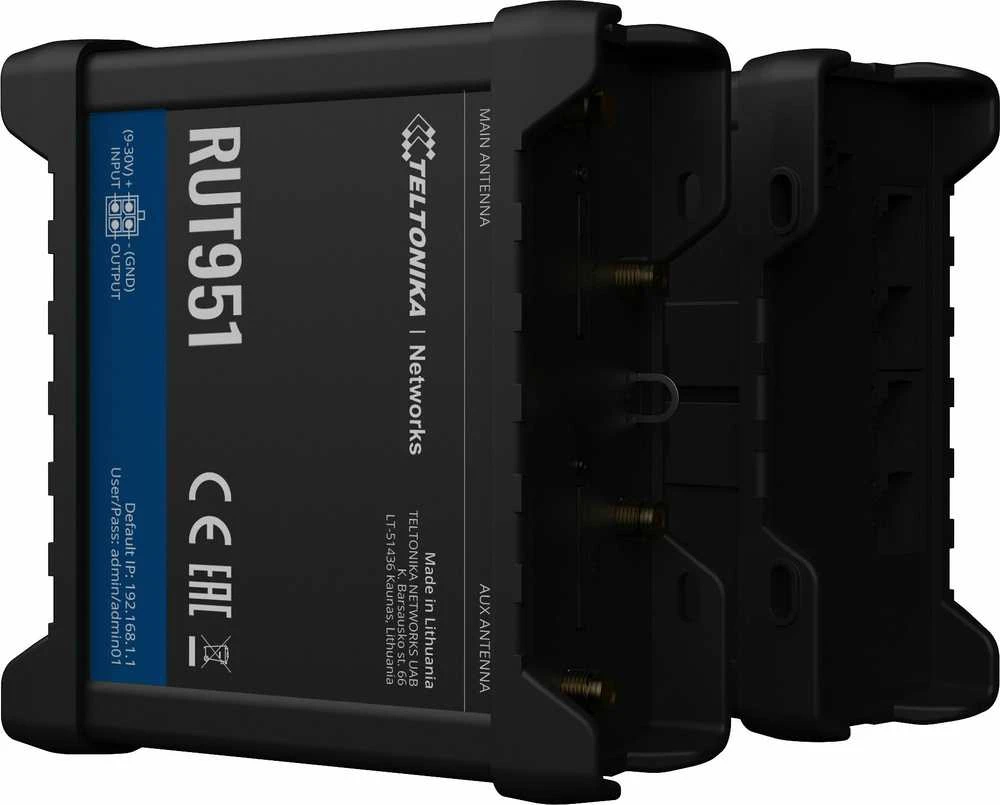 Teltonika | Pramoninis korinio ryšio maršrutizatorius | RUT951 | 802.11n | 10/100 Mbit/s | Ethernet LAN (RJ-45) jungtys 3 | Tinklo palaikymas: ne | MU-MiMO: ne | 2G/3G/4G | Antenos tipas: 2 x SMA, skirtas LTE, 2 x RP-SMA