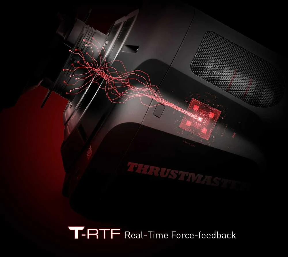 Žaidimų vairas Thrustmaster T−GT II + Baza, Juodos spalvos