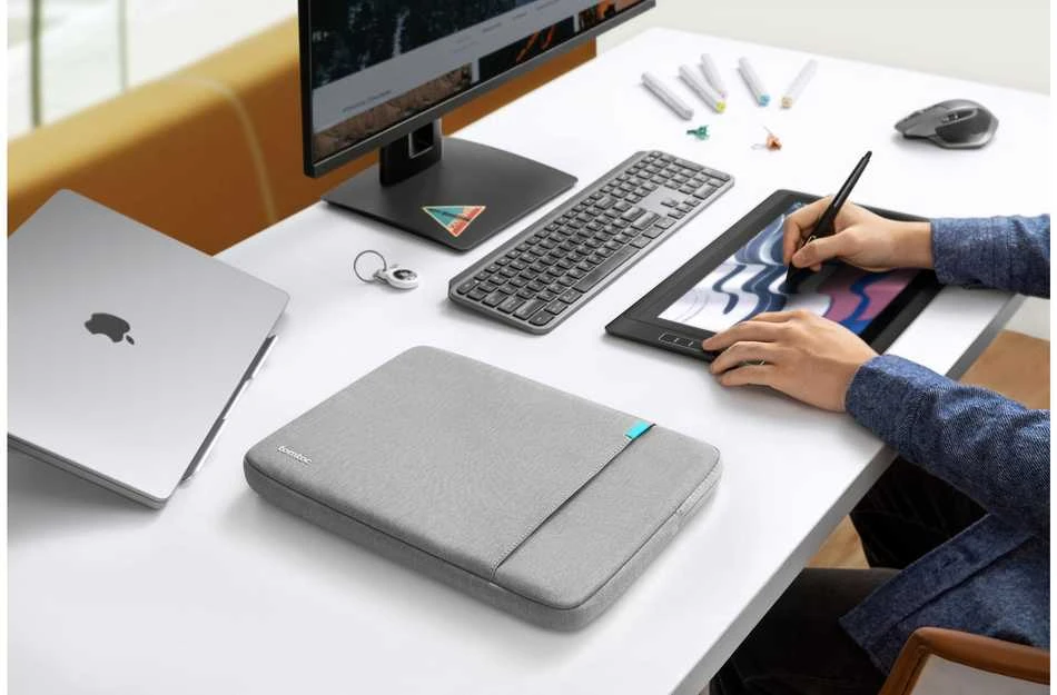 Dėklas Tomtoc Defender A13 14'' etui na laptopa i torba na priedai, pilka