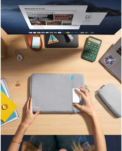 Dėklas Tomtoc Defender A13 14'' etui na laptopa i torba na priedai, pilka