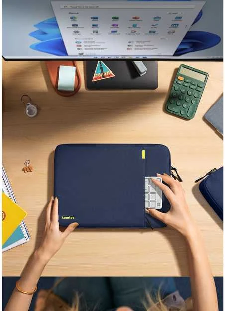 Rinkinys pokrowiec na laptopa TOMTOC Defender-A13 + Dėklas 14'' (tamsiai mėlyna)