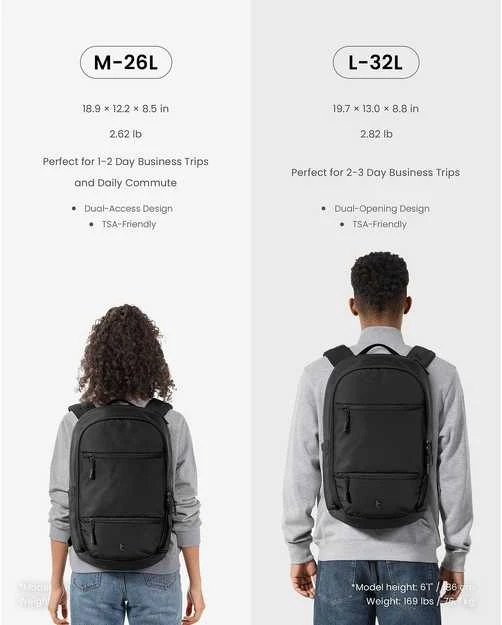 tomtoc UrbanEX-T77 Nešiojamas kompiuteris Backpack, 26 l, musta