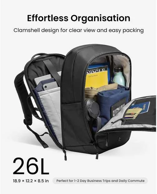 tomtoc UrbanEX-T77 Nešiojamas kompiuteris Backpack, 26 l, musta