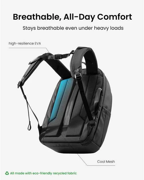tomtoc UrbanEX-T77 Nešiojamas kompiuteris Backpack, 26 l, musta