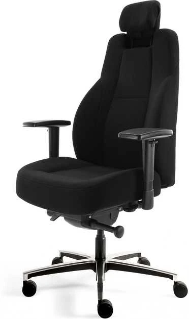 Juoda ergonomiška 24/7 darbo kėdė su atrama galvai