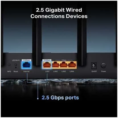 TP-LINK | Archer BE400 BE6500 dviejų dažnių „Wi-Fi“ 7 maršrutizatorius | 802.11ax | Ethernet LAN (RJ-45) jungtys 4 | Mesh palaikymas: Taip | MU-MiMO: Taip | Ne, mobilusis plačiajuostis ryšys: | Antenos tipas: Išorinė