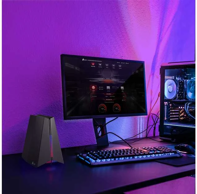 Maršrutizatorius TP-Link Archer GE550 Gaming-router, Tri-Band WiFi 7, 9.220 Mbit/s, Mesh, RGB - juodas