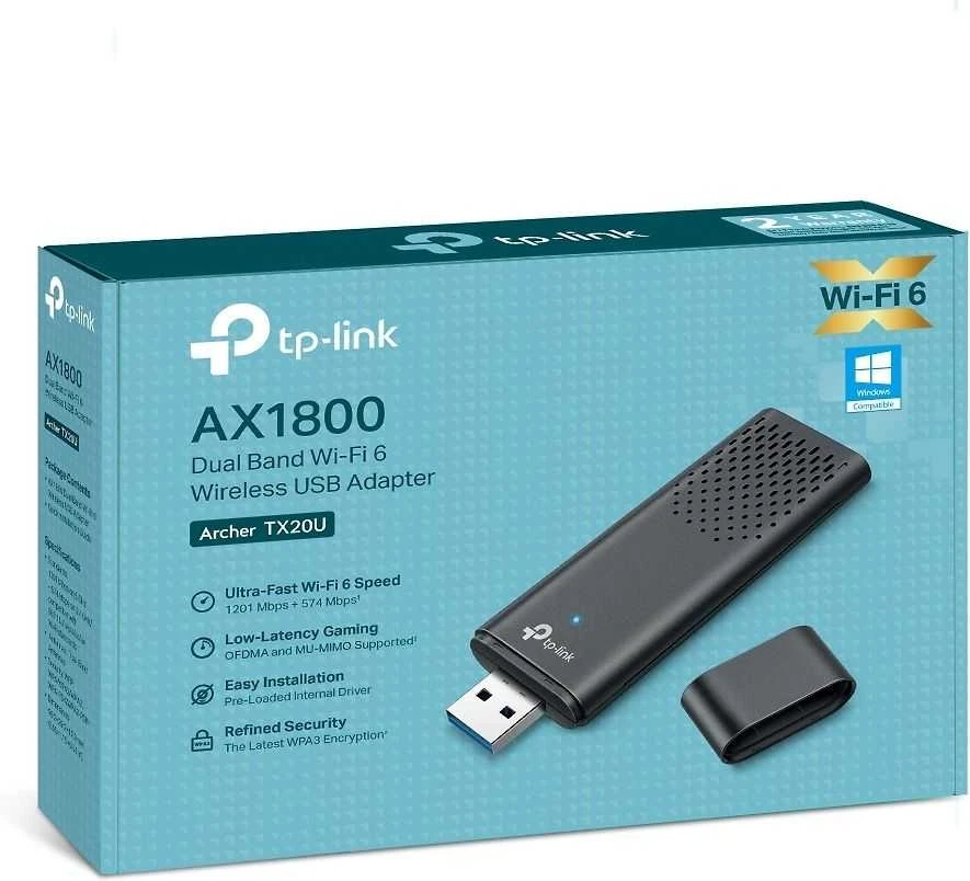 TP-LINK | AX1800 dviejų juostų „Wi-Fi 6“ belaidis USB adapteris | Archer TX20U