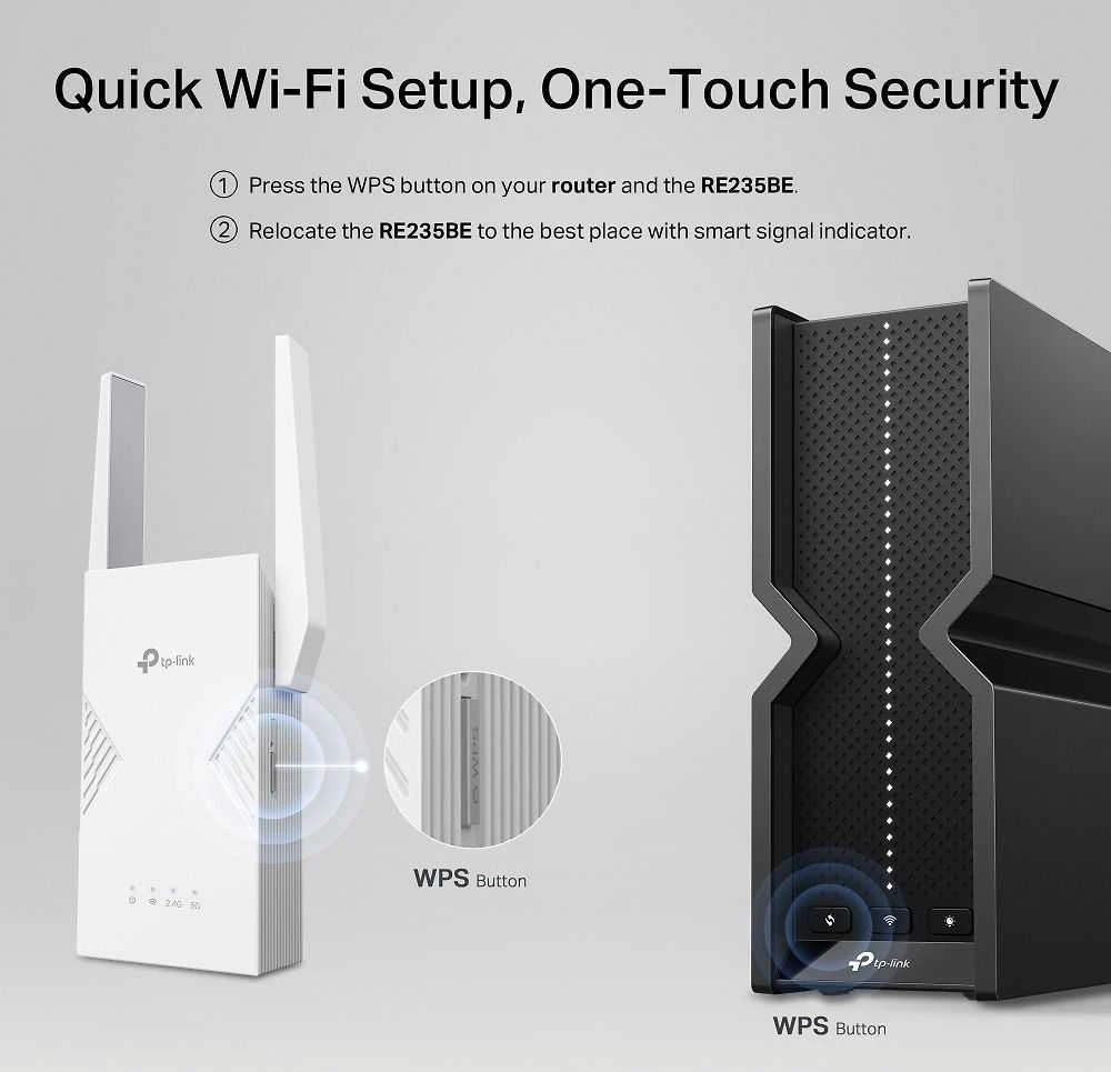 Maršrutizatorius TP-LINK BE3600 dviejų dažnių „Wi-Fi 7“ diapazono ilgintuvas | RE235BE | 802.11ax | 688/2882 Mbit/s | Ethernet LAN (RJ-45) jungtys 1 | MU-MiMO Ne | ne PoE | Antenos tipas Išorinė