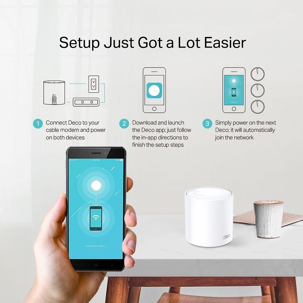 Maršrutizatorius „TP-Link AX1800 Whole Home Mesh Wi-Fi 6“ sistema | Deco X20 (2 pakuotės) | 802.11ax | 1201+574 Mbit/s | 10/100/1000 Mbit/s | Ethernet LAN (RJ-45) jungtys 2 | Tinklelio palaikymas Taip | MU-MiMO Taip | Nėra mobiliojo plačiajuosčio ryšio | Antenos tipas 4xInternal per Deco uni