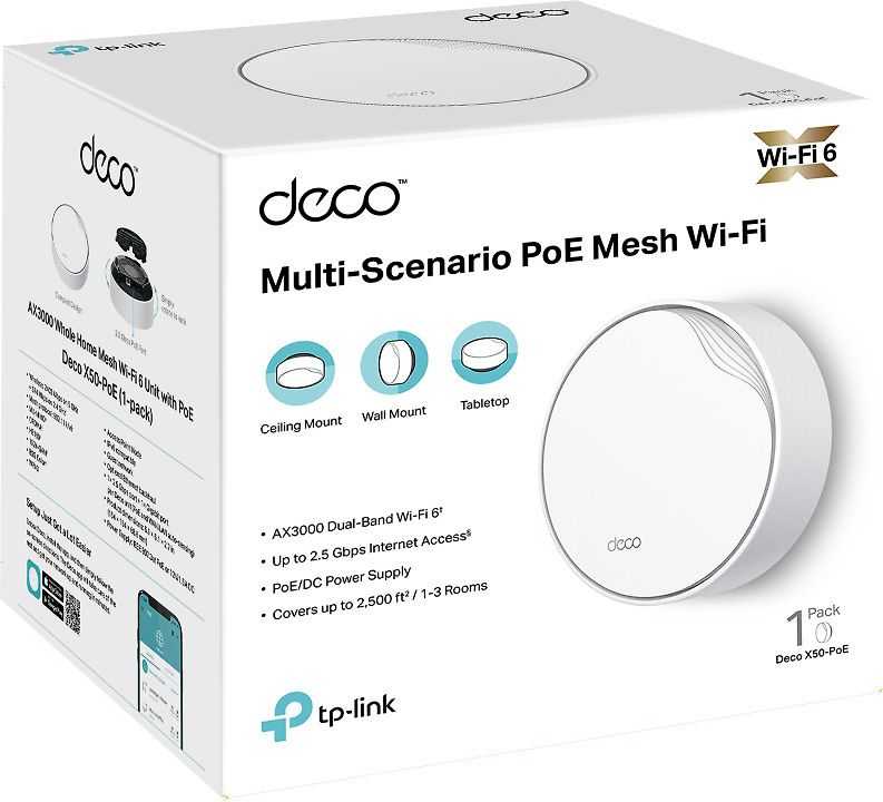 TP-LINK Deco X50-PoE WiFi 6 tinklelio maršrutizatorius