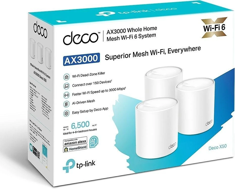 Maršrutizatorius TP-LINK Deco X50 (3 vnt.) AX3000, Baltos spalvos