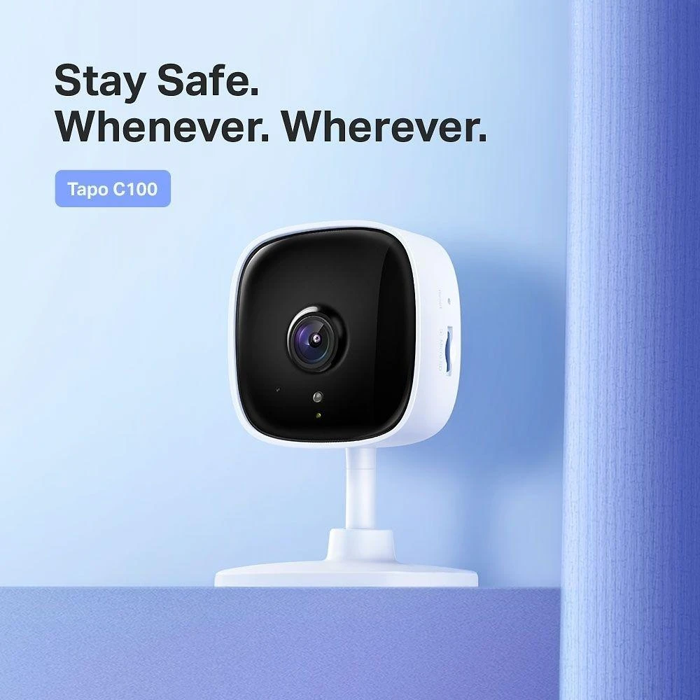 TP-LINK Tapo C100 Namų apsauga WiFi kamera Dienos / nakties vaizdas 1080p Full HD raiška Micro SD kortelės saugykla Iki 128GB H.264 vaizdo įrašo