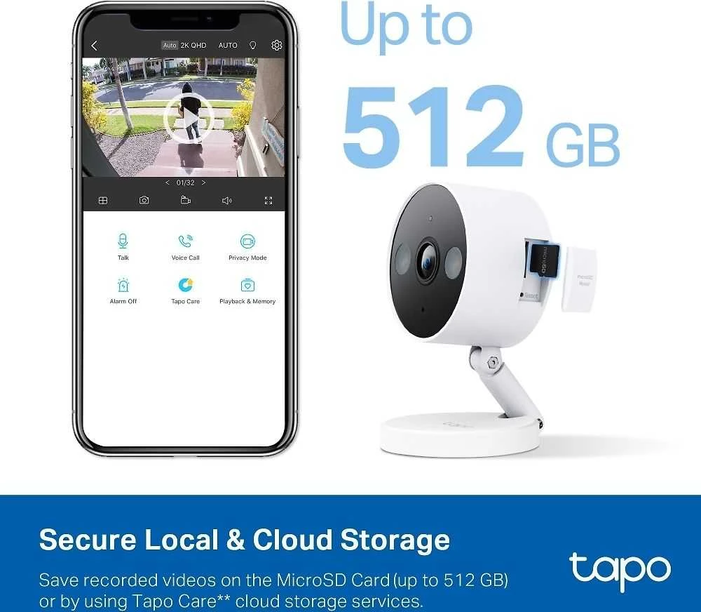 TP-LINK | Namų apsaugos kamera su „Wi-Fi“ | Tapo C120 | 24 mėn. | Kompaktiška | 4 MP | 3,17 mm | IP66 | H.264 | „MicroSD“ iki 512 GB