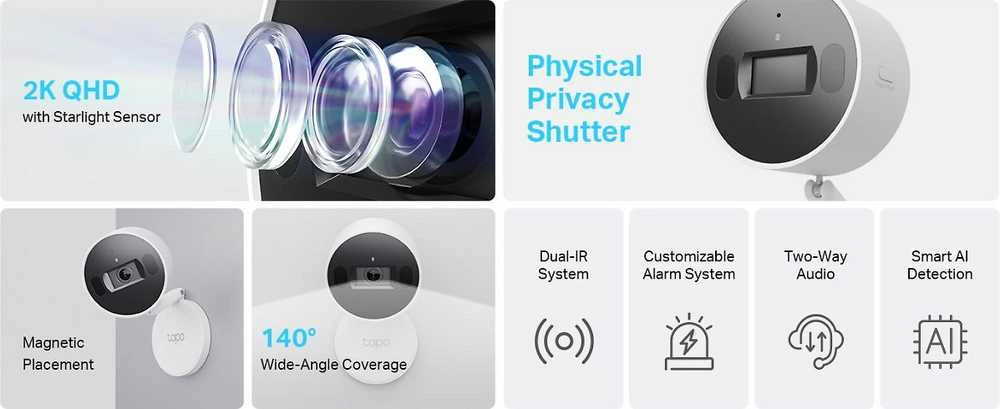 Tinklo Kamera - TP-LINK Tapo C125 4MP 140° FOV Naktinis Matymas 9.14m