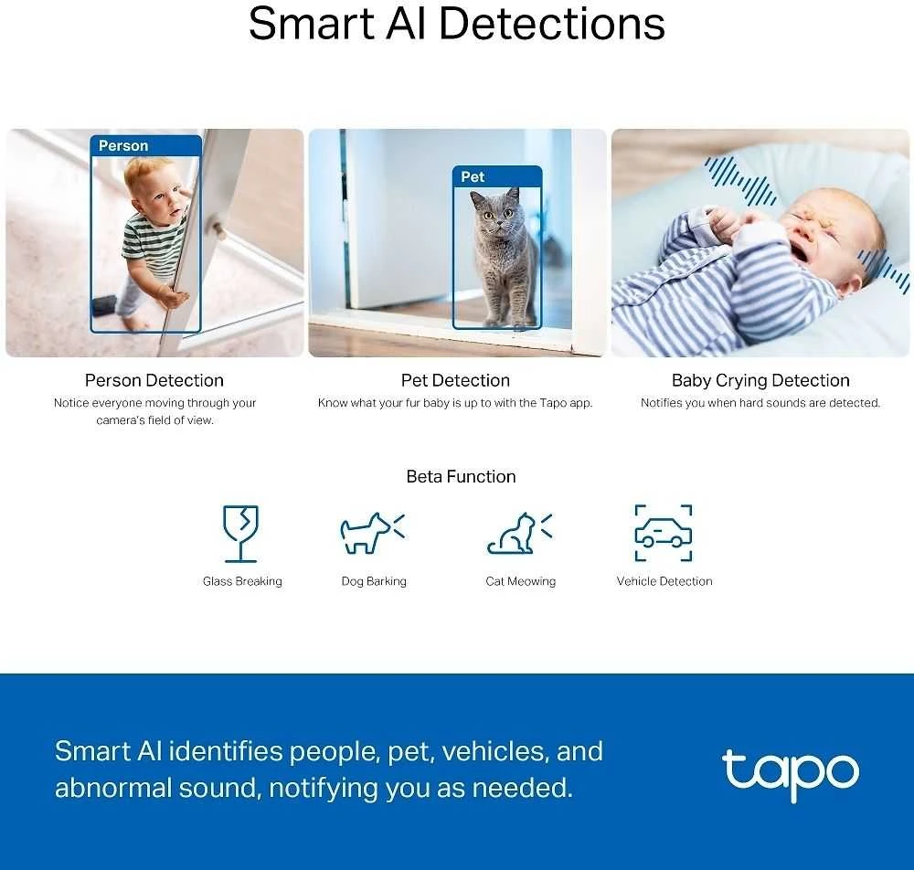 TP-LINK | Pakreipiama/sukama dirbtinio intelekto namų apsaugos „Wi-Fi“ kamera | Tapo C230 | Ant stalo/lubų tvirtinama | 5 MP | 4 mm/F2.0 | H.264 | „Micro SD“, maks. 512 GB
