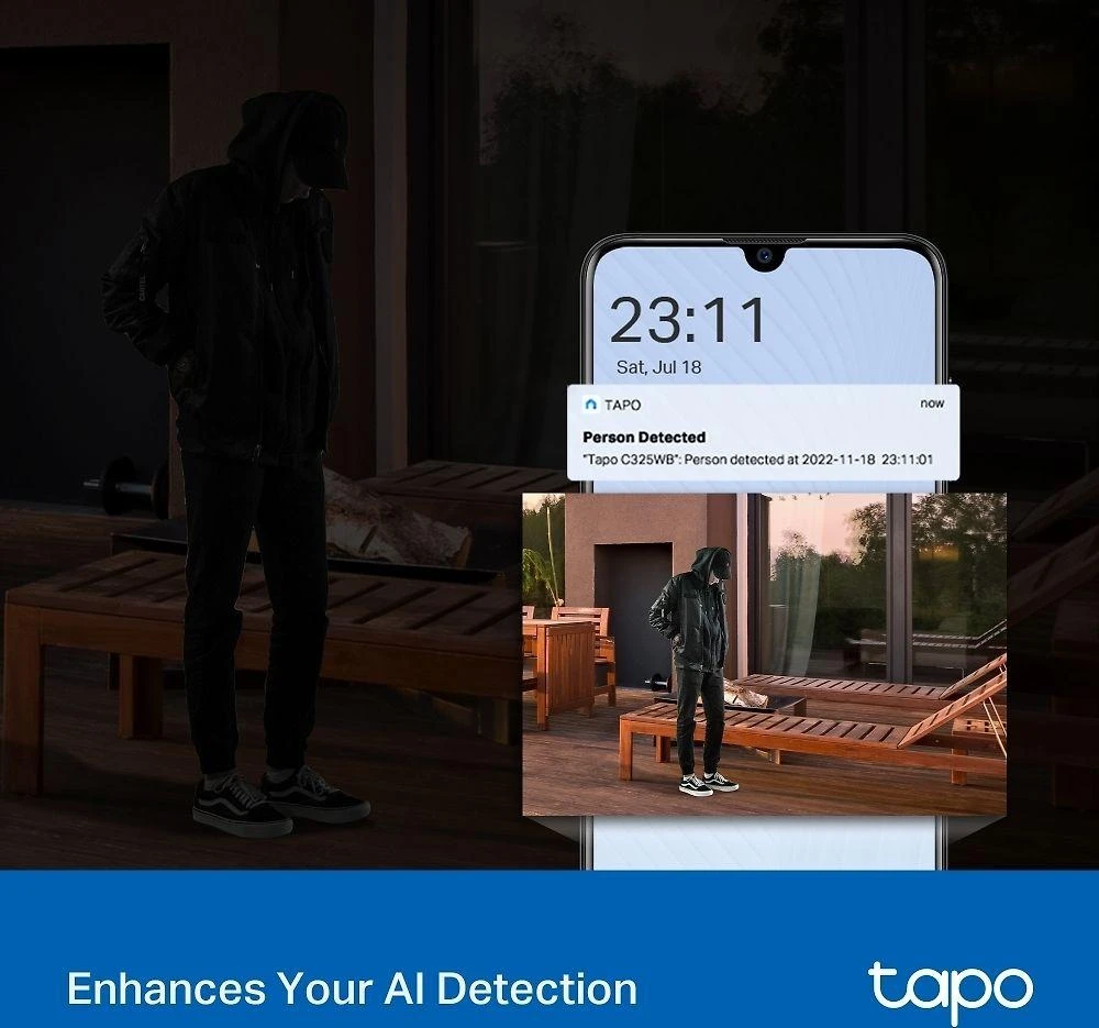 TP-LINK | ColorPro Outdoor Security Wi-Fi kamera | Tapo C325WB | Kulka | 4 MP | F1.0 | IP66 | H.264 | „MicroSD“, iki 512 GB