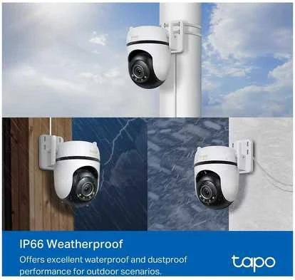 TP-LINK | Lauko apsaugos Wi-Fi kamera su pasukimu/pakreipimu | Tapo C530WS | Kupolinė | 5 MP | 3.2 mm / F1.6 | IP66 | H.264 | Micro SD, maks. 512 GB