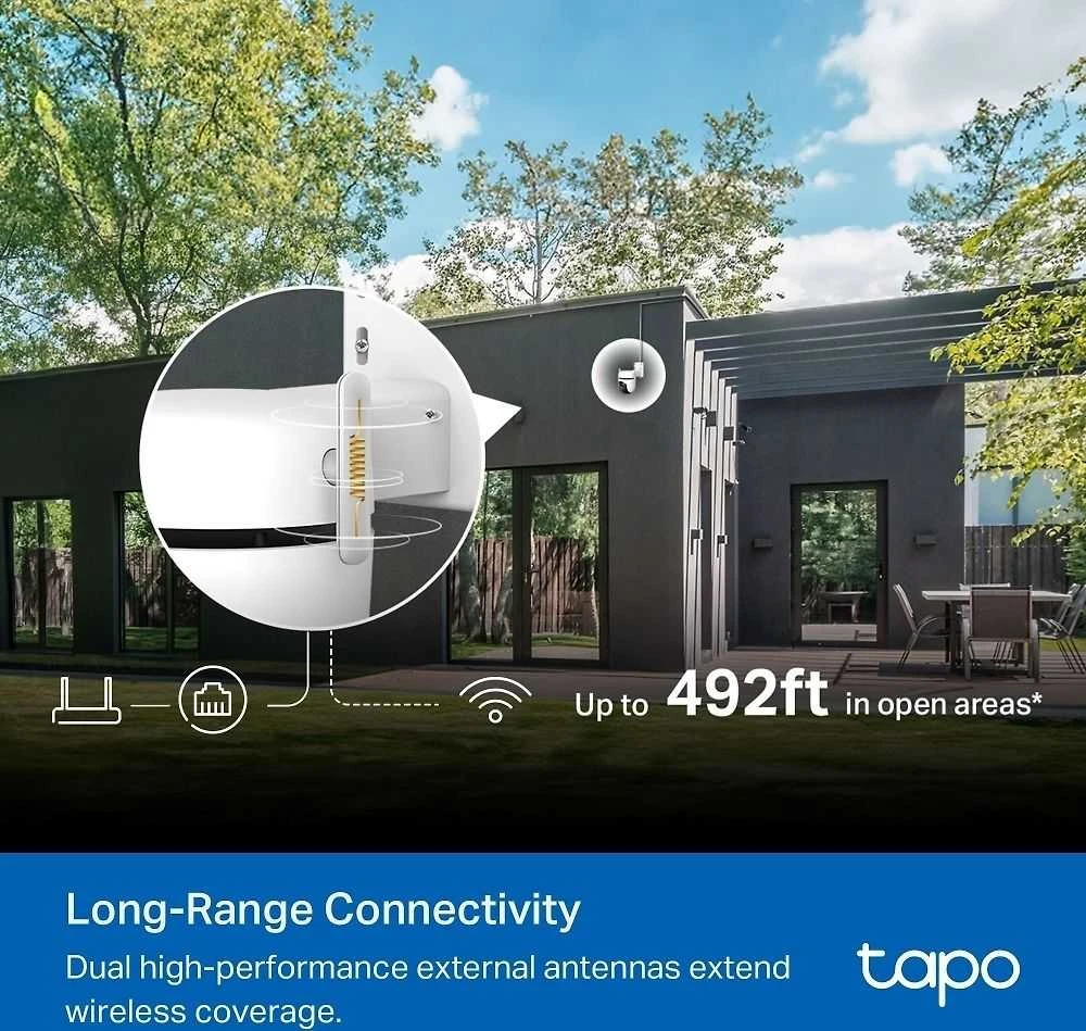 TP-LINK | Lauko apsaugos Wi-Fi kamera su pasukimu/pakreipimu | Tapo C530WS | Kupolinė | 5 MP | 3.2 mm / F1.6 | IP66 | H.264 | Micro SD, maks. 512 GB