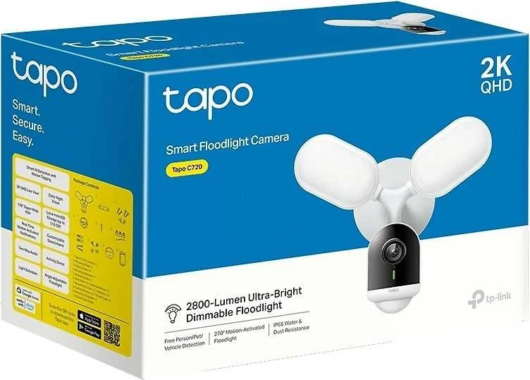 TP-LINK | „Smart Floodlight“ apsaugos kamera | Tapo C720 | 4 MP | 2,1 mm/ F2,1 | IP65 | H.264 | Micro SD, maks. 512 GB